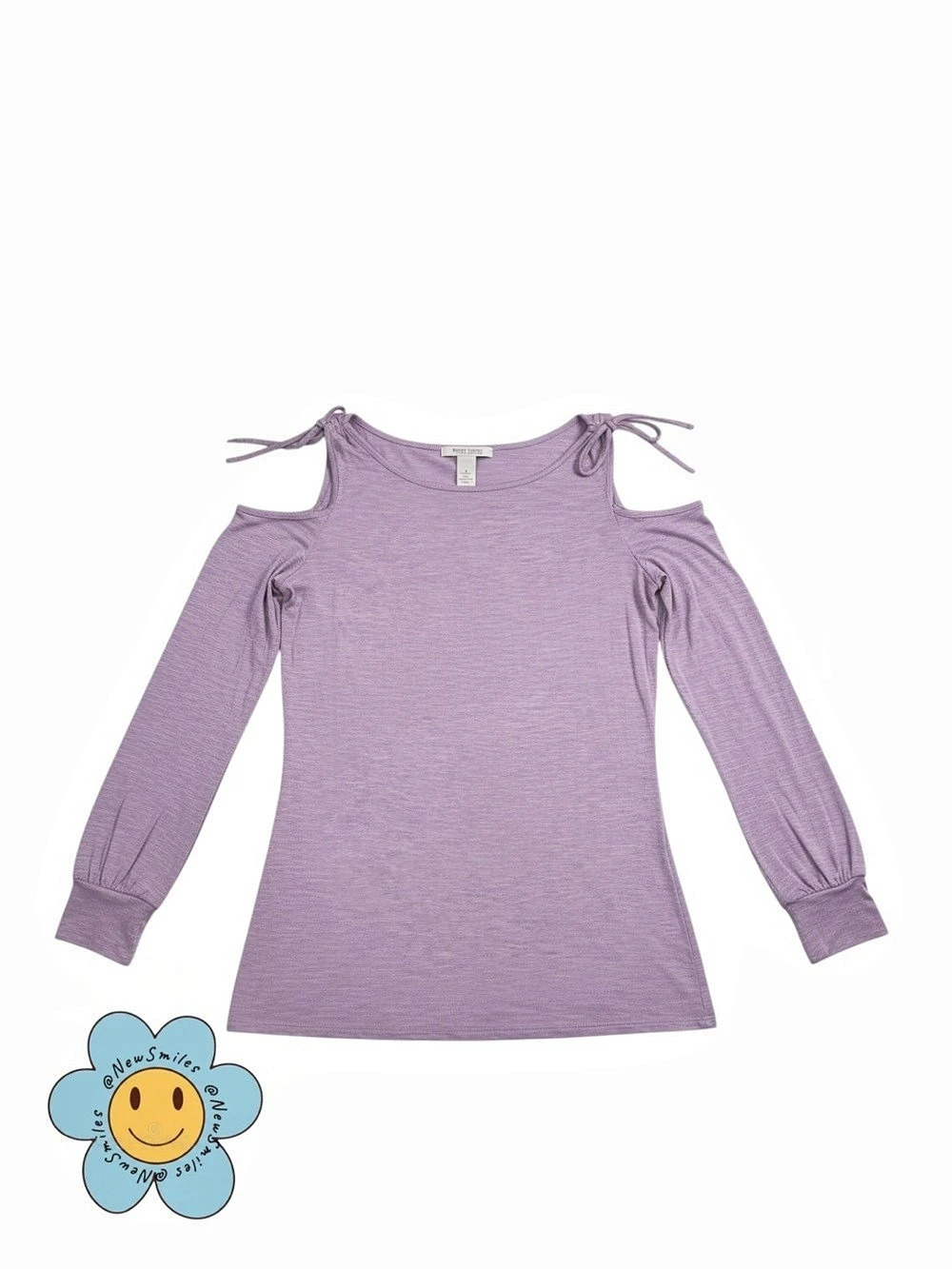 White House | Black Market ~ Top ~ Lavender ~ Cold Shoulder ~ Long Cuffed Sleeve